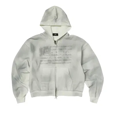 Pre-owned Thug Club Dirty Washed Old Glory Zip-up Hoodie 'white' | Men's Size 3