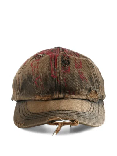 Thug Club Distressed Graphic-print Baseball Cap In Brown