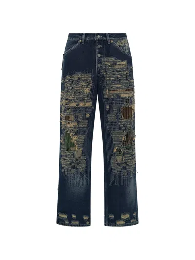 Thug Club Distressed Wide-leg Jeans In Blue
