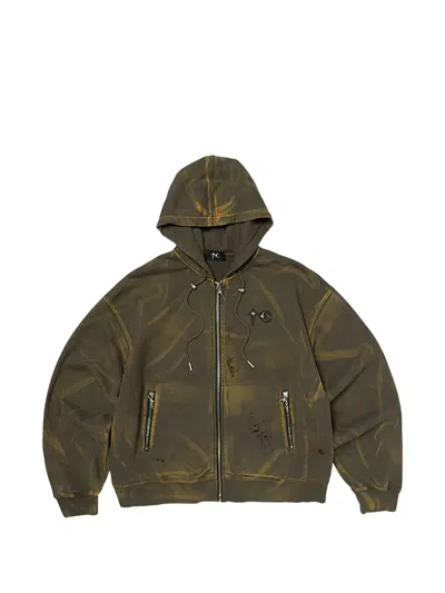 Thug Club Distressed Zip-fastening Hoodie In Green
