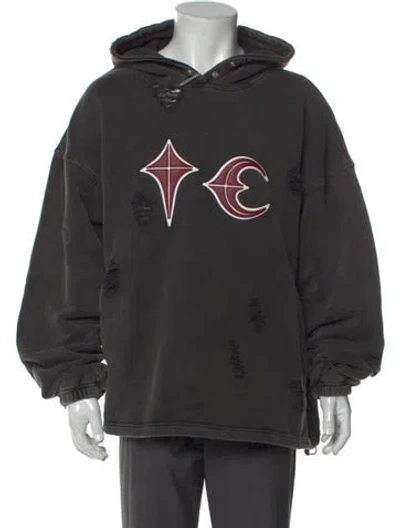 Pre-owned Thug Club Graphic Print Crew Neck Hoodie In Gray