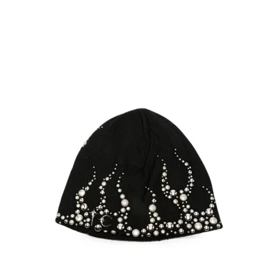 Thug Club Stud-embellished Logo-plaque Beanie Hat In Black