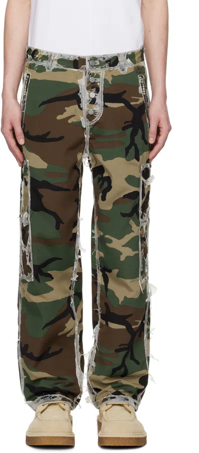 Thug Club Khaki Burnt Bio Army Cargo Pants In Multi Burn