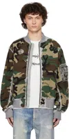 Thug Club Khaki Burnt Tango Charlie Bomber Jacket In Muiti Burn