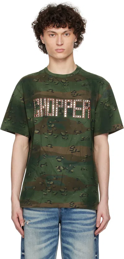 Thug Club Khaki Camoflage 'chopper' T-shirt In Green