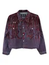 Thug Club Lazered Denim Jacket In Red