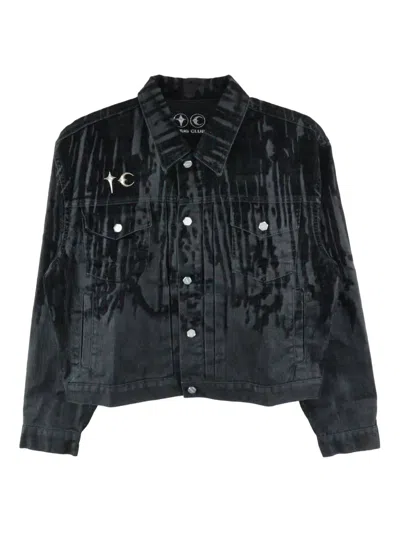 Thug Club Lazered Denim Jacket In Black