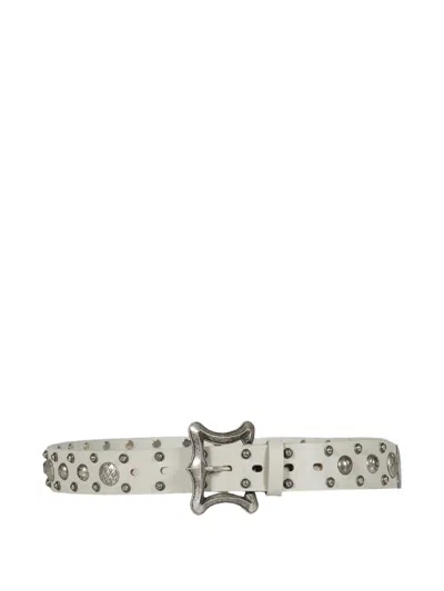 Thug Club Leather Belt In White