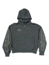 Thug Club Leather Flame Zip-up Sweatshirt In Gray