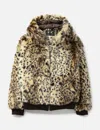 Thug Club Leopard Fur Jacket In Green