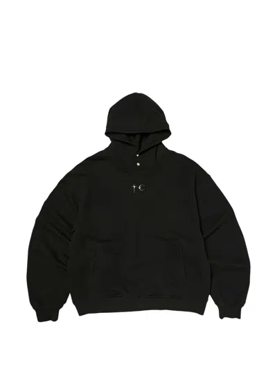 Thug Club Logo-detail Long-sleeve Hoodie In Black