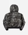 Thug Club Men S Hard-washed Damaged Denim Hooded Zip-up Jacket In Black