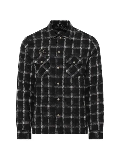 Thug Club Patterned Button-up Shirt In Black
