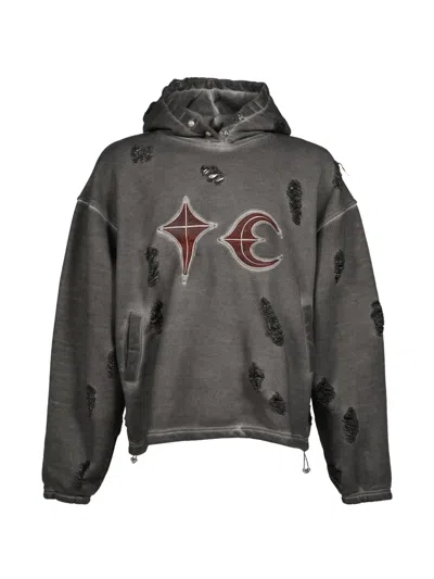 Thug Club Rock Distressed Hoodie In Gray