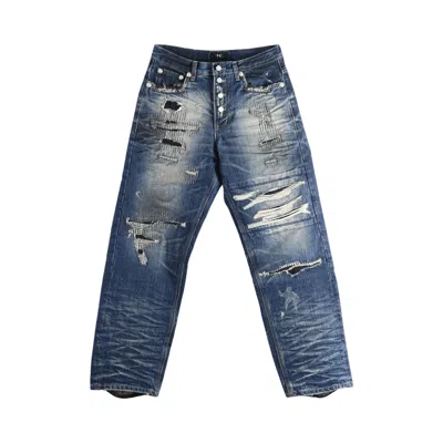 Pre-owned Thug Club Skull Stitch Ripped Denim Pants 'blue' | Men's Size 2