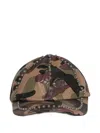 Thug Club Studded Camouflage-pattern Leather Cap In Green