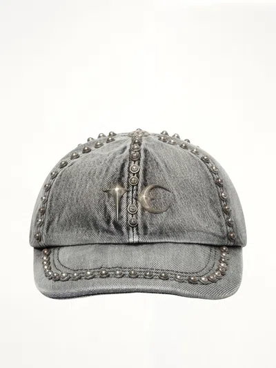 Thug Club Studded Denim Cap In Gray