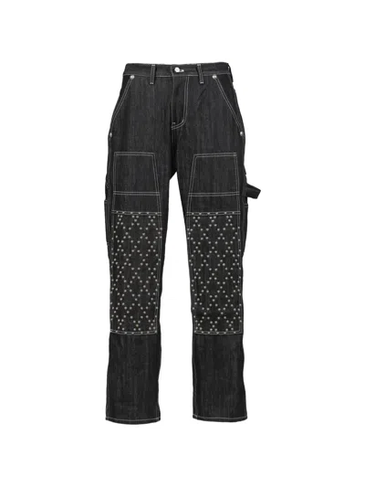 Thug Club Studded Double-knee Jeans In Black