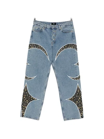 Thug Club Studded Straight-leg Jeans In Blue