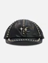 Thug Club Studded Washed Leather Cap In Black