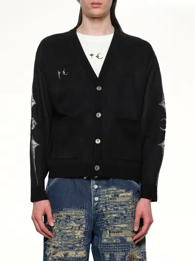 Thug Club Tc Bone Knit Cardigan In Black