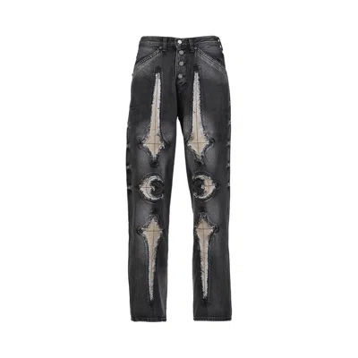 Pre-owned Thug Club Tc Bone Leather Denim Pants 'black' | Men's Size 4