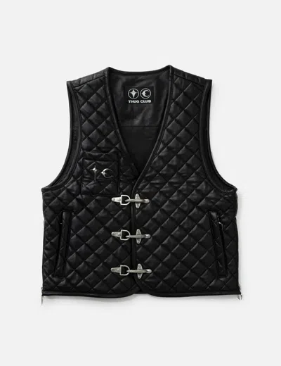 Thug Club Tc Bone Leather Quilted Vest In Black
