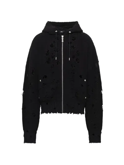 Thug Club Tc Destroyed Distressed Knit Hoodie In Black