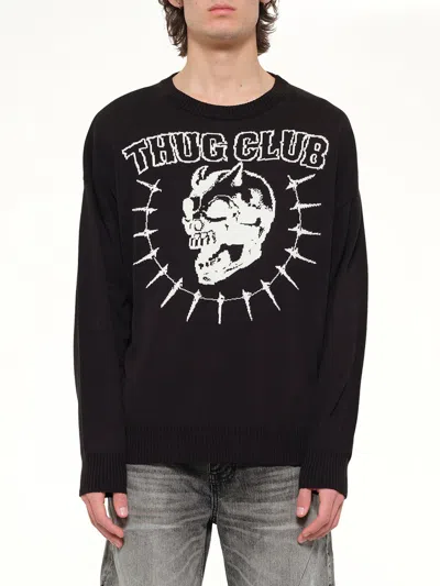 Thug Club Tc Riding Skull Knit Sweater In Black