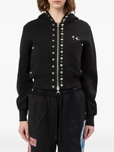 Thug Club Tc Studded Cropped Hoodie In Black