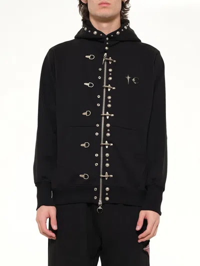 Thug Club Tc Studded Line Zip-up Hoodie In Black