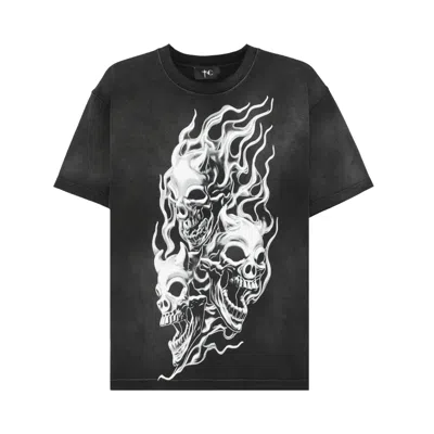 Pre-owned Thug Club Three Riding Skull Dirt T-shirt 'black' | Men's Size 2