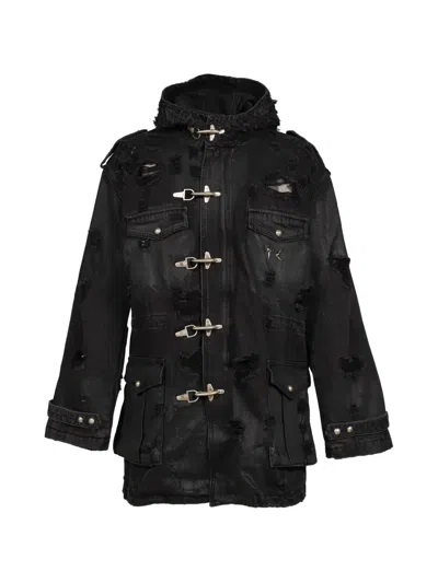 Thug Club Tribal M-65 Distressed Coat In Black