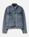 Thug Club Trucker Jacket With Gathered Back In Blue