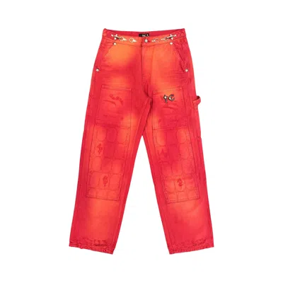 Pre-owned Thug Club Two Tone Washed Pants 'red' | Men's Size 3