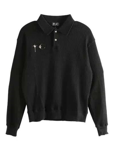 Thug Club Waffle Pin Polo Shirt In Black