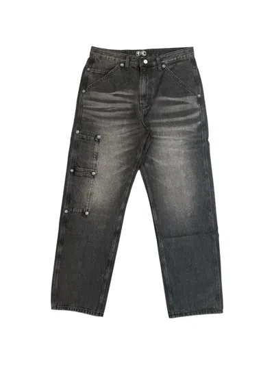 Thug Club Washed-effect Stud-embellished Jeans In Black