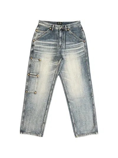 Thug Club Washed-effect Stud-embellished Jeans In Blue