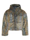 Thug Club Wavy Leopard-pattern Fur Jacket In Yellow