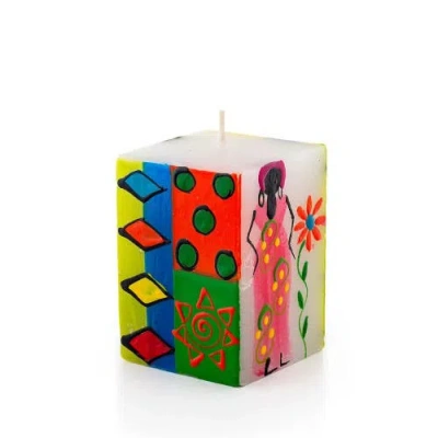 Thumbprint Artifacts African Ladies Painted Cube Candle
