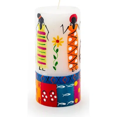 Thumbprint Artifacts African Ladies Painted Pillar Candle