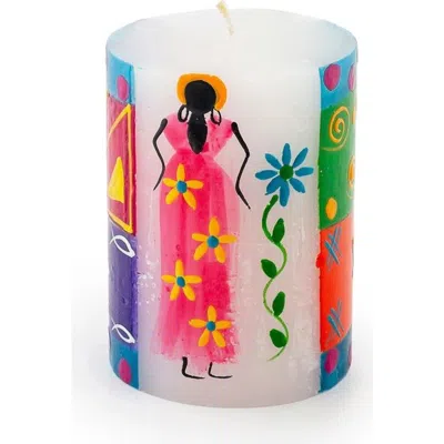 Thumbprint Artifacts African Ladies Painted Pillar Candle