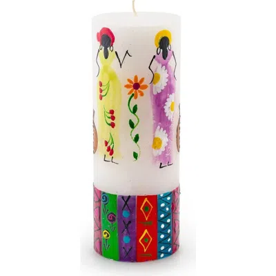 Thumbprint Artifacts African Ladies Painted Pillar Candle