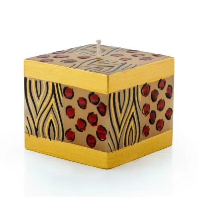 Thumbprint Artifacts Animal Print Painted Cube Candle
