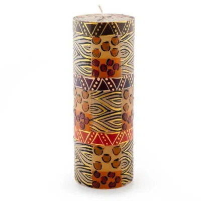 Thumbprint Artifacts Animal Print Painted Pillar Candle