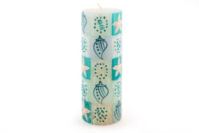 Thumbprint Artifacts Arniston Beach Painted Candle In Multi