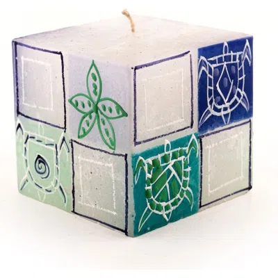 Thumbprint Artifacts Arniston Beach Painted Cube Candle