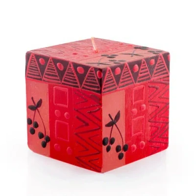 Thumbprint Artifacts Berry Blaze Painted Cube Candle