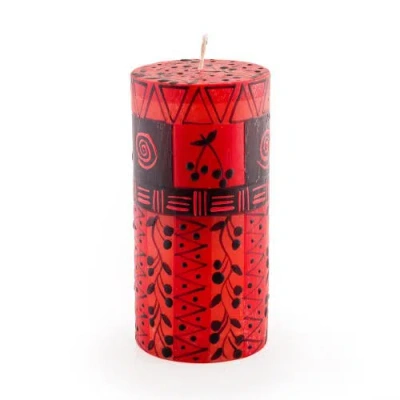 Thumbprint Artifacts Berry Blaze Painted Pillar Candle