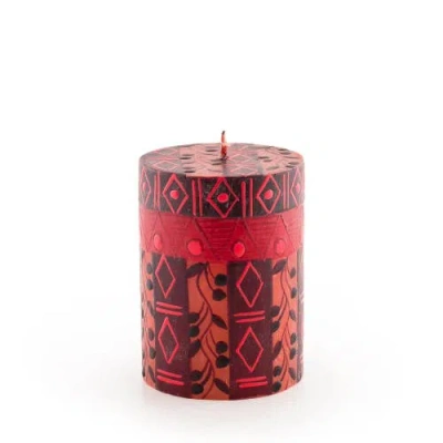 Thumbprint Artifacts Berry Blaze Painted Pillar Candle
